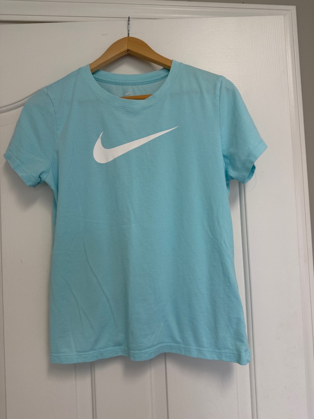 Nike Aqua Crewneck Tee with White Swoosh
